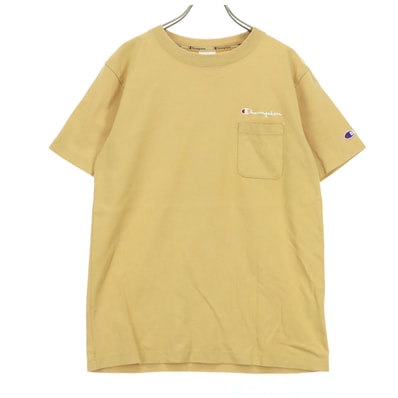 美品 Champion チャンピオン ワンポイントロゴ 半袖 Tシャツ M ベージュ系