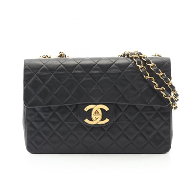 シャネル CHANEL デカマトラッセ34 シングルフラップ ショルダーバッグ バッグ ラムスキン(羊革) レディース ブラック系 【中古】