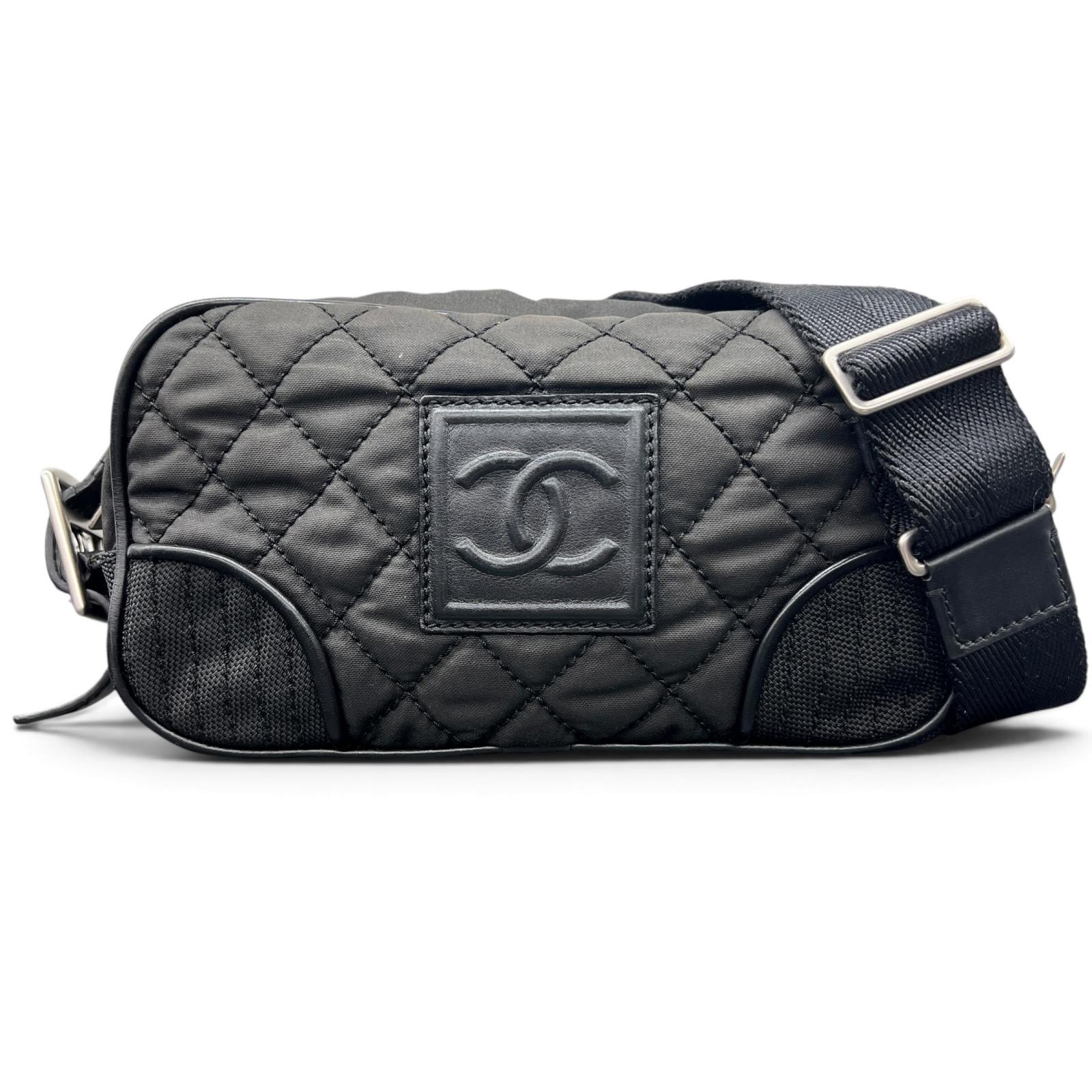 CHANEL 希少 美品 シャネル スポーツライン ココマーク ロゴ ショルダーバッグ 11番台シリアル コーティングキャンバス レザー ナイロン グレー ポシェット ヴィンテージ Y2K ABランク 鑑定済 中古 シャネルバッグ