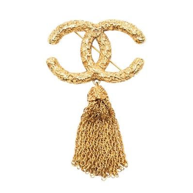 シャネル ココマーク ヴィンテージ フリンジ ブローチ 93A刻印 ゴールド メッキ レディース CHANEL 中古