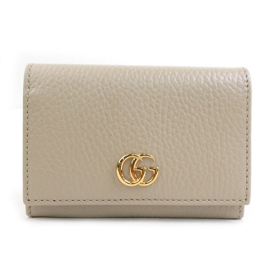 グッチ GUCCI カードケース 名刺入れ レザー ベージュ レディース 739525【中古】 h31745g