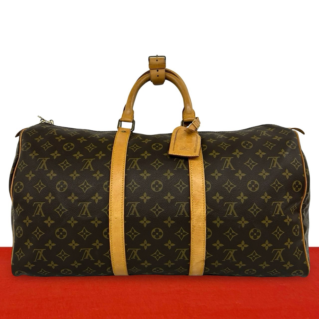 LOUIS VUITTON ルイヴィトン キーポル 50 モノグラム レザー PVC ボストンバッグ ブラウン
 32709