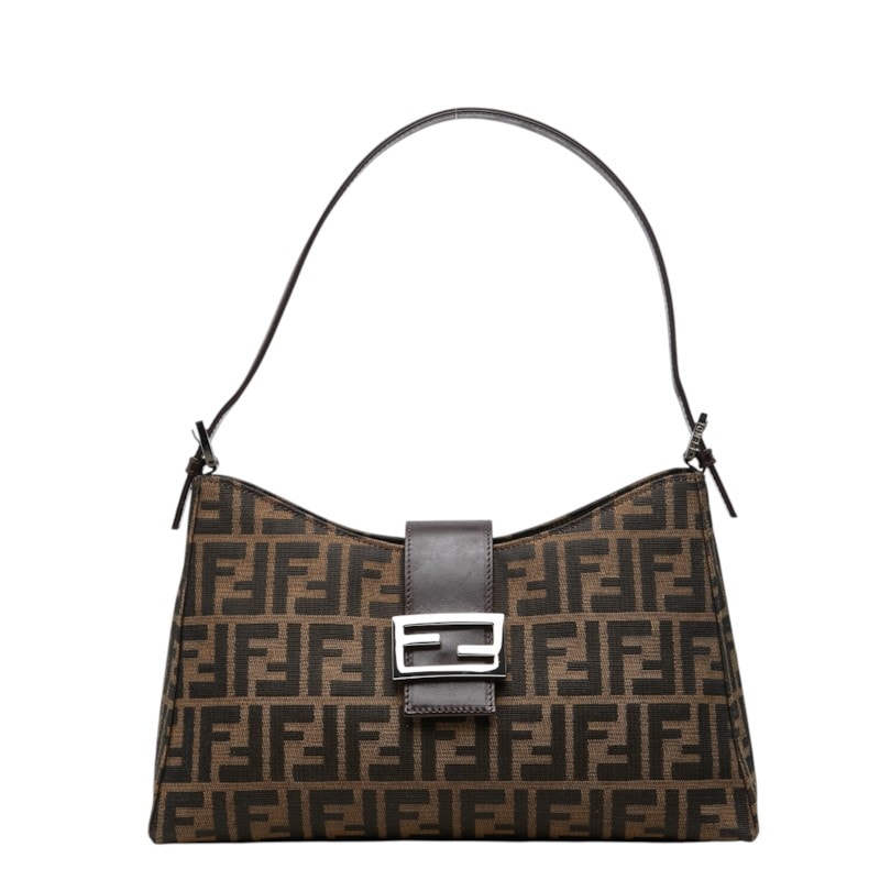 フェンディ ズッカ ワンショルダーバッグ 09161150001 ブラウン キャンバス レザー レディース FENDI 中古