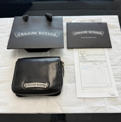 Chrome Hearts Square Zip Bill Leather Wallet "Black"