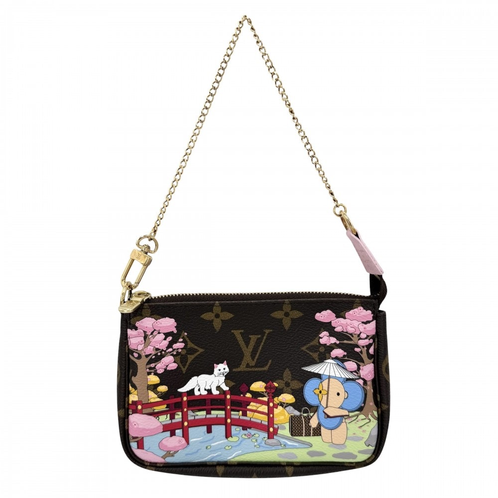 LOUIS VUITTON ルイヴィトン ハンドバッグ ミニポシェットアクセソワール ヴィヴィエンヌ ホリデイ アクセサリーポーチ M45905 モノグラムキャンバス    ブラウン 茶 マルチカラー ゴールド金具 レディース 美品【中古品】