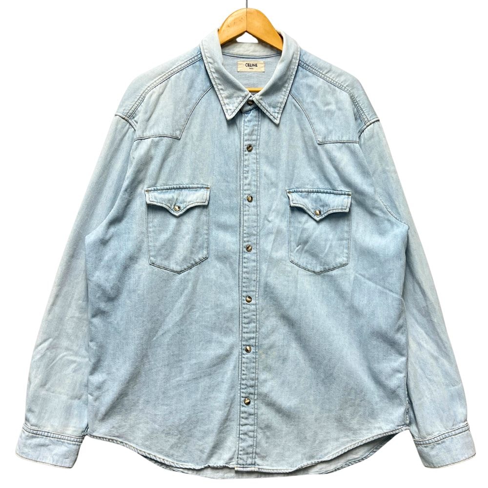 CELINE セリーヌ 2T303361U FADED SUMMER WASH DENIM 加工 ウエスタンデニムシャツ 56268