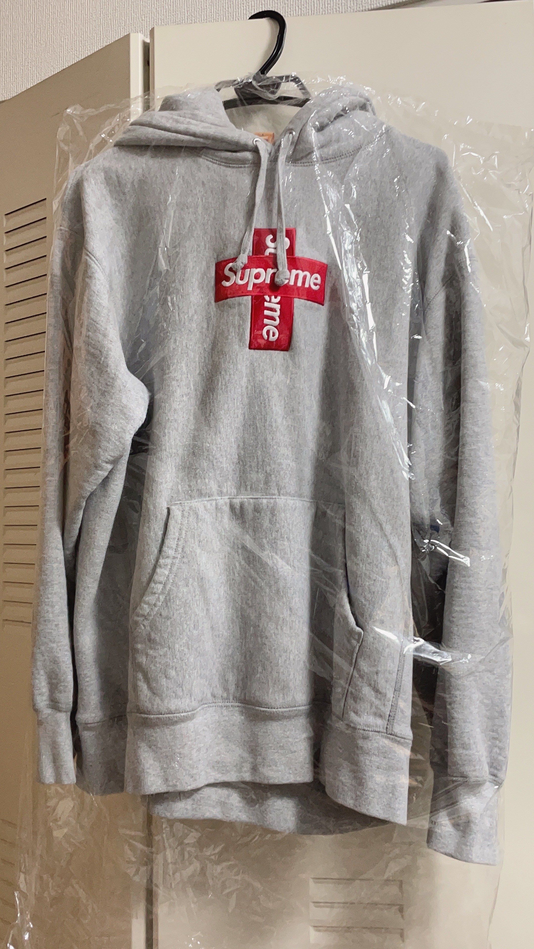 Supreme Cross Box Logo Hooded Sweatshirt "Grey"