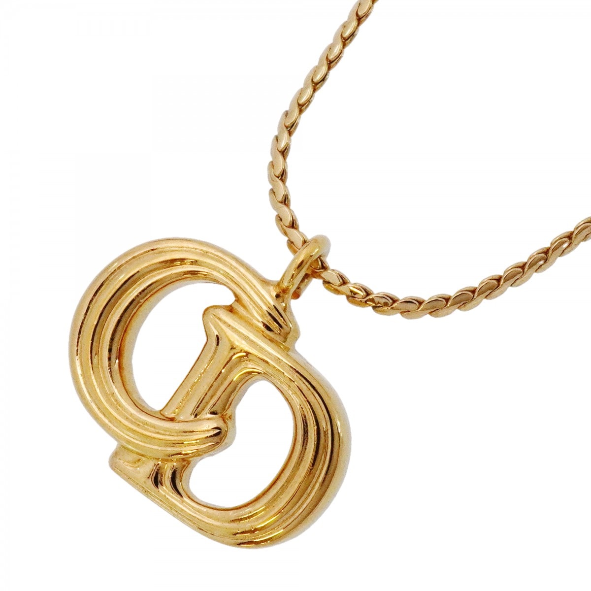 【6jdb0559】クリスチャンディオール ネックレス CDロゴ GPメッキ ゴールド【中古】レディース