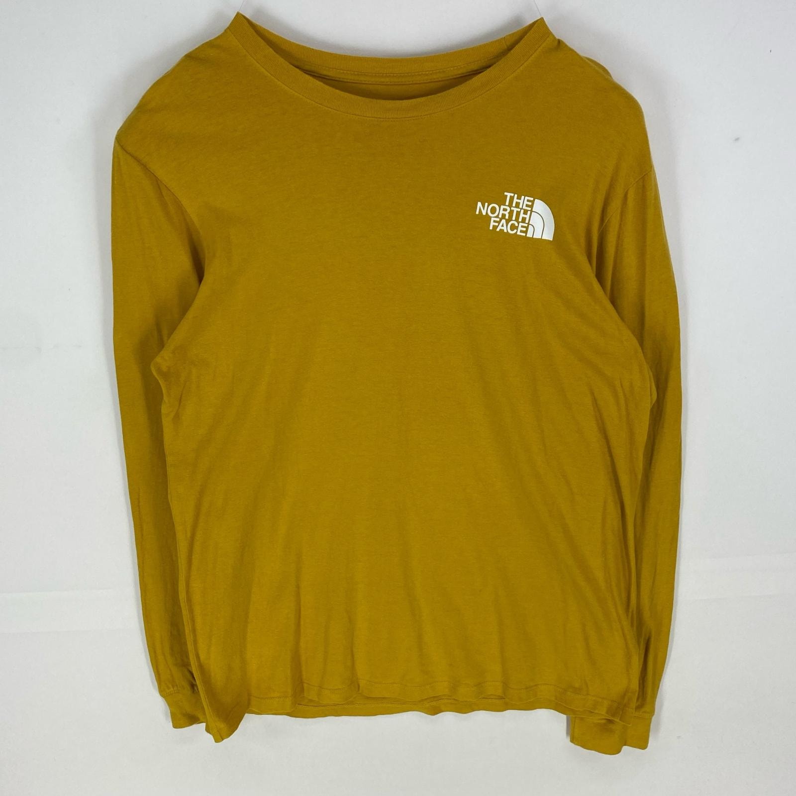 古着 ザ・ノースフェイス THE NORTH FACE 長袖Tシャツ ワンポイント ロゴ ロングスリーブ L イエロー系 バックプリント メンズ