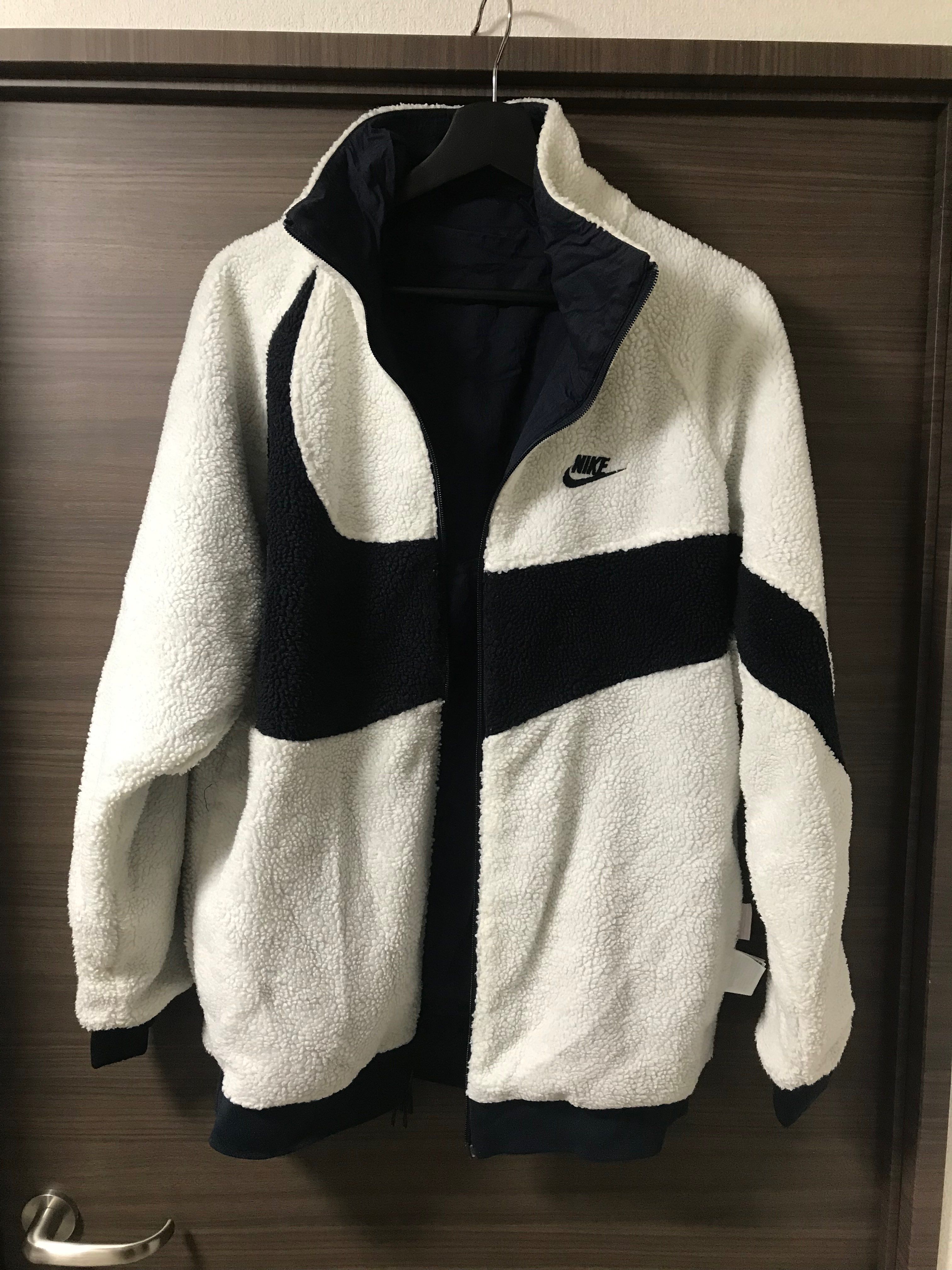 Nike Big Swoosh Reversible Boa Jacket "Sail/Dark Obsidian"