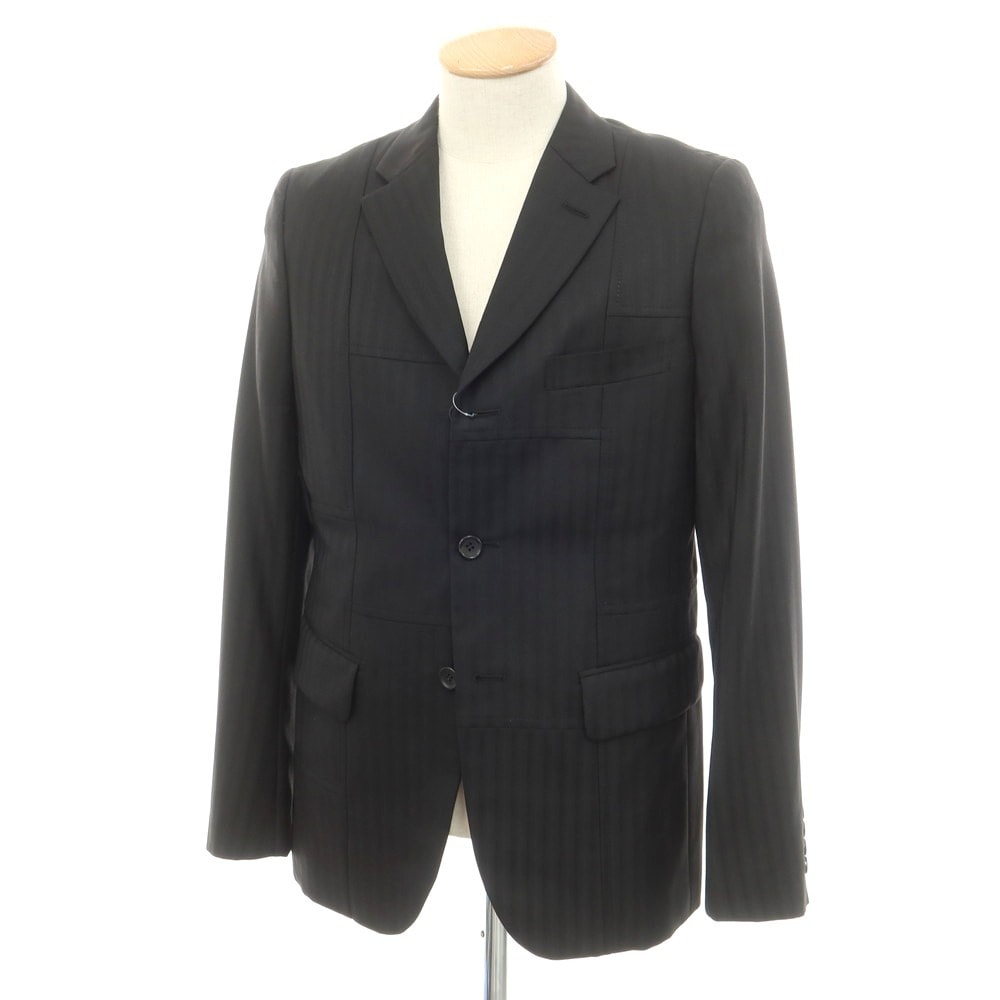 【中古】コムデギャルソン オムドゥ COMME des GARCONS HOMME DEUX 2024年春夏 ウール 切替 テーラードジャケット ブラック【サイズS】【メンズ】