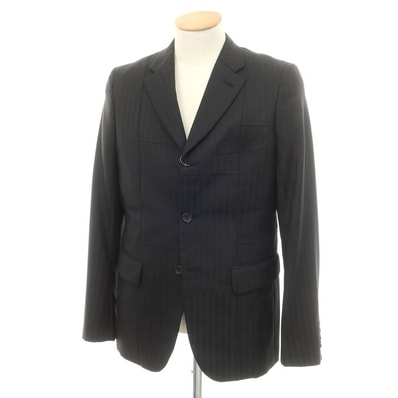 【中古】コムデギャルソン オムドゥ COMME des GARCONS HOMME DEUX 2024年春夏 ウール 切替 テーラードジャケット ブラック【サイズS】【メンズ】