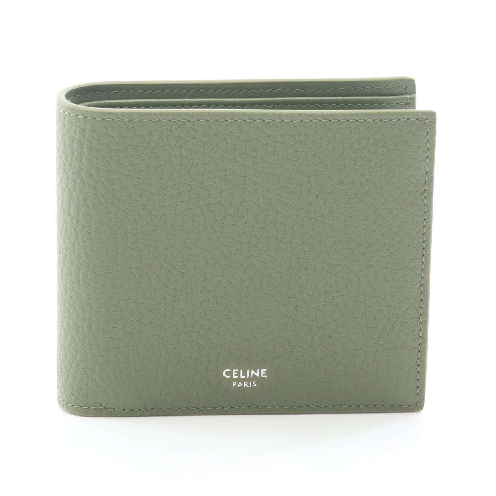 セリーヌ CELINE バイフォールドウォレット 二つ折り財布 財布 レザー レディース カーキ系 10C873GTZGJK0 【新品】