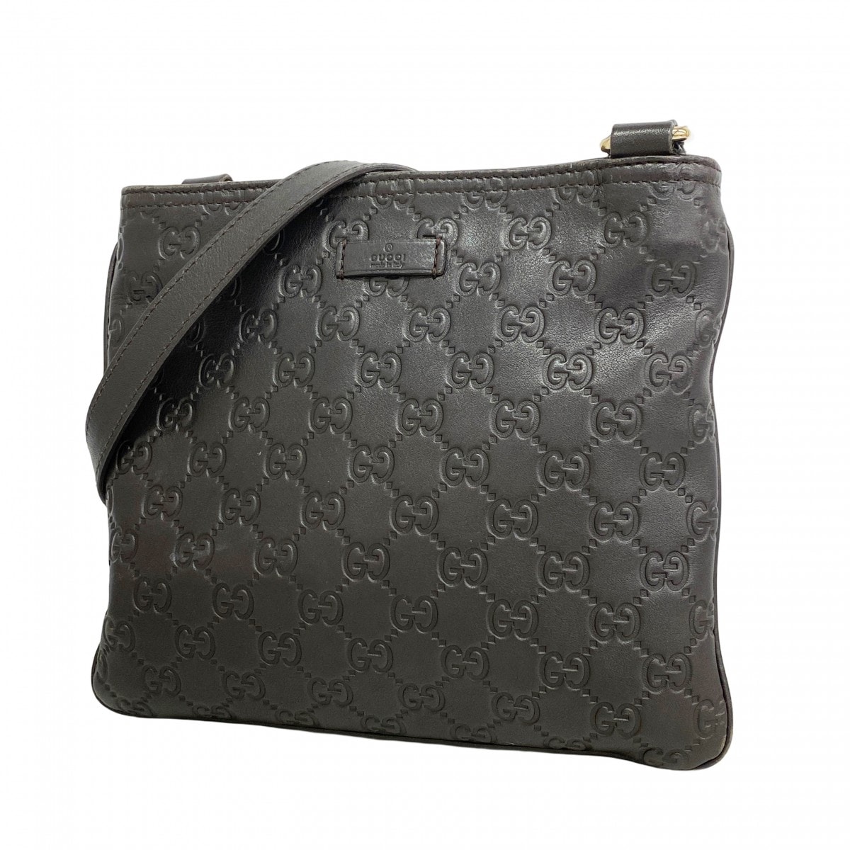 【6dd5417-k】グッチ ショルダーバッグ グッチシマ 201538 レザー ブラック シャンパンゴールド金具【中古】レディース