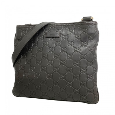 【6dd5417-k】グッチ ショルダーバッグ グッチシマ 201538 レザー ブラック シャンパンゴールド金具【中古】レディース