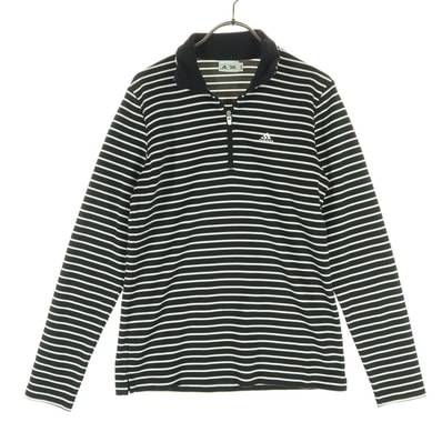 美品 adidas アディダス ボーダー柄 長袖 カットソー M ブラック系