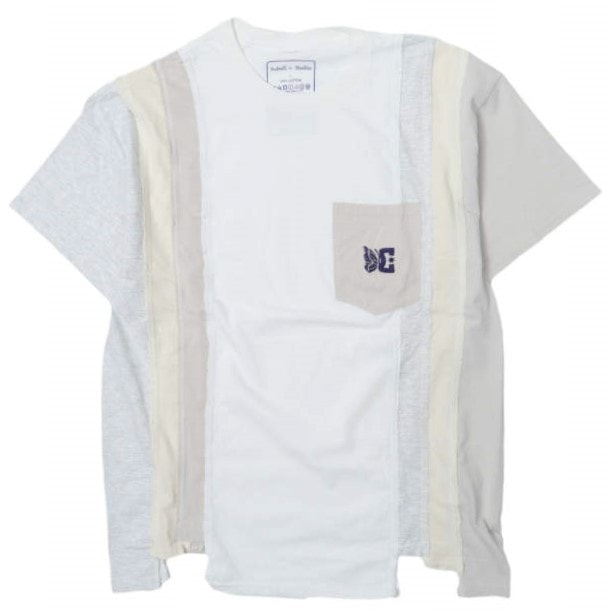 Rebuild by Needles x DC SHOES リビルドバイニードルス ディーシーシューズ 23AW 別注 7 Cuts S/S Tee - Solid / Fade 7カットリメイクTシャツ MR612 L IVORY 半袖 トップス