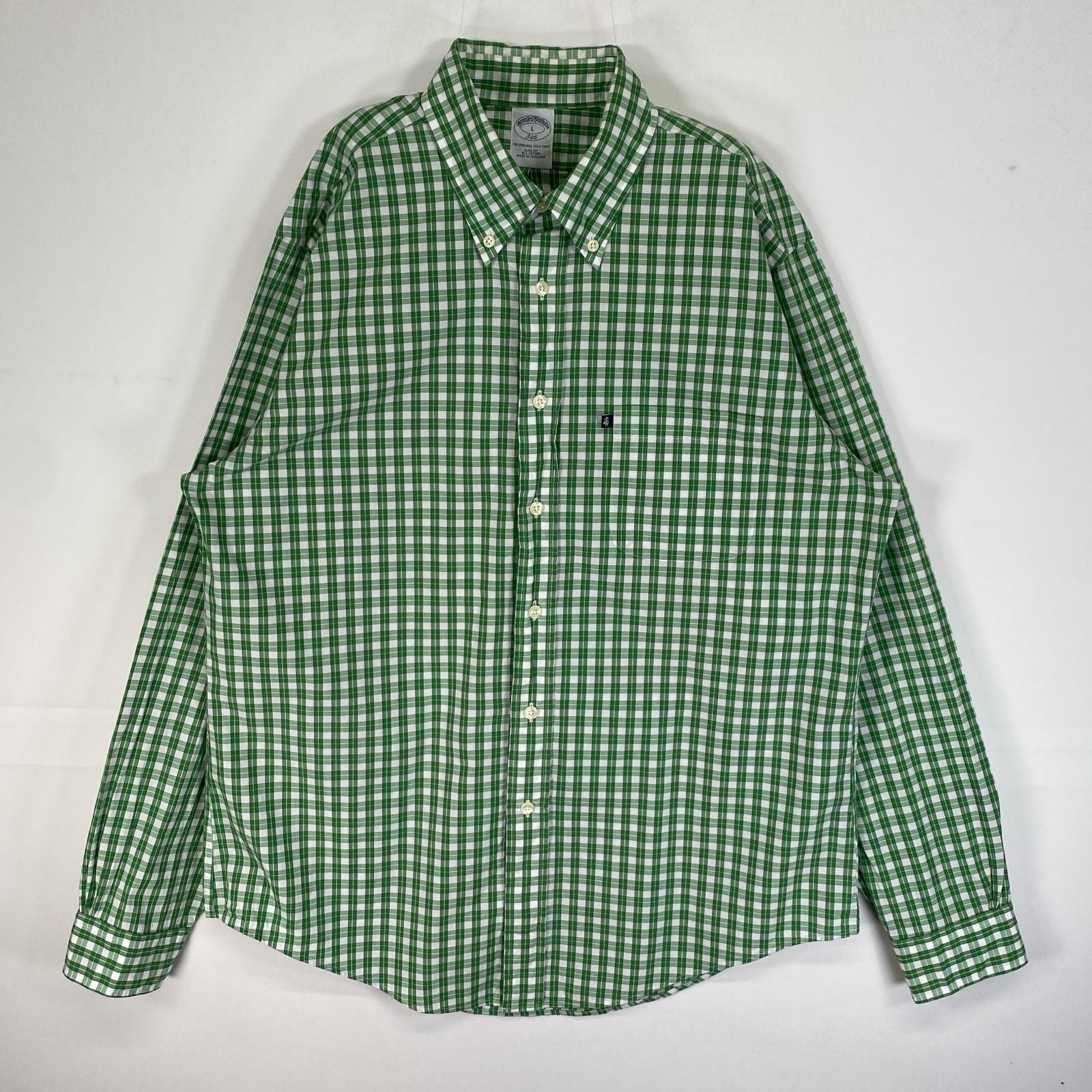 古着 ブルックスブラザーズ Brooks Brothers 長袖シャツ チェック 胸ポケット 346 L  グリーン系 チェック メンズ