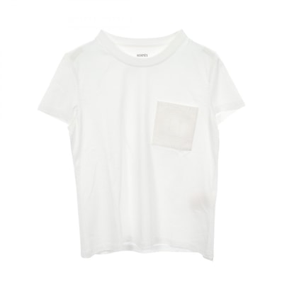 エルメス HERMES モザイク H刺繍 ポケット付き 半袖Tシャツ 衣料品 トップス コットン ホワイト レディース ホワイト系 3H4614DL 【中古】