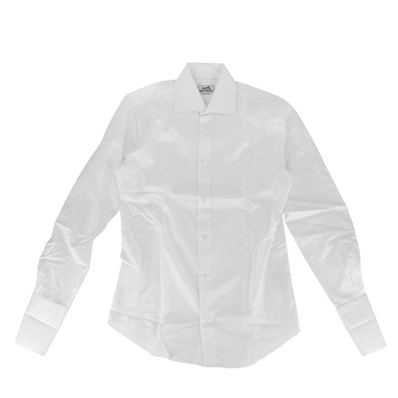 HERMES エルメス 長袖シャツ Yシャツ トップス シンプル 38サイズ 洋服 アパレル ホワイト 白 コットン メンズ【中古品】