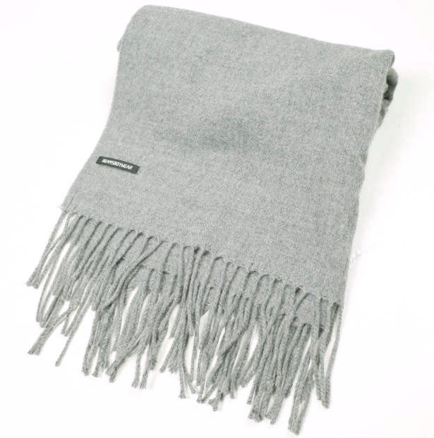 BEAMS BOY ビームスボーイ 大判フリンジウールマフラー グレー ストール g25838
