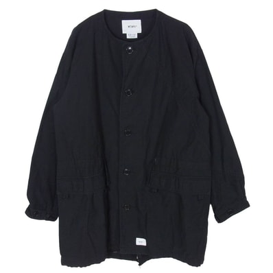 WTAPS ダブルタップス 18SS 181WVDT-JKM01 PEEP JACKET NYCO SATIN ピープ ジャケット コットンサテン アウター ノーカラー コート ブラック系 1【中古】