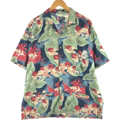 古着 90年代 ラルフローレン Ralph Lauren CHAPS チャップス 総柄 花柄 オープンカラー レーヨン ハワイアンアロハシャツ ボックスシャツ ヴィンテージ/eaa558315