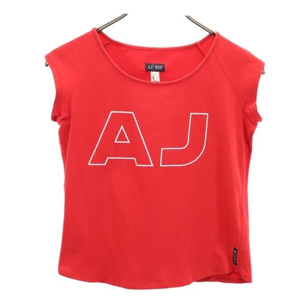 ARMANI JEANS アルマーニジーンズ ロゴプリント 半袖 Tシャツ USA4 レッド系