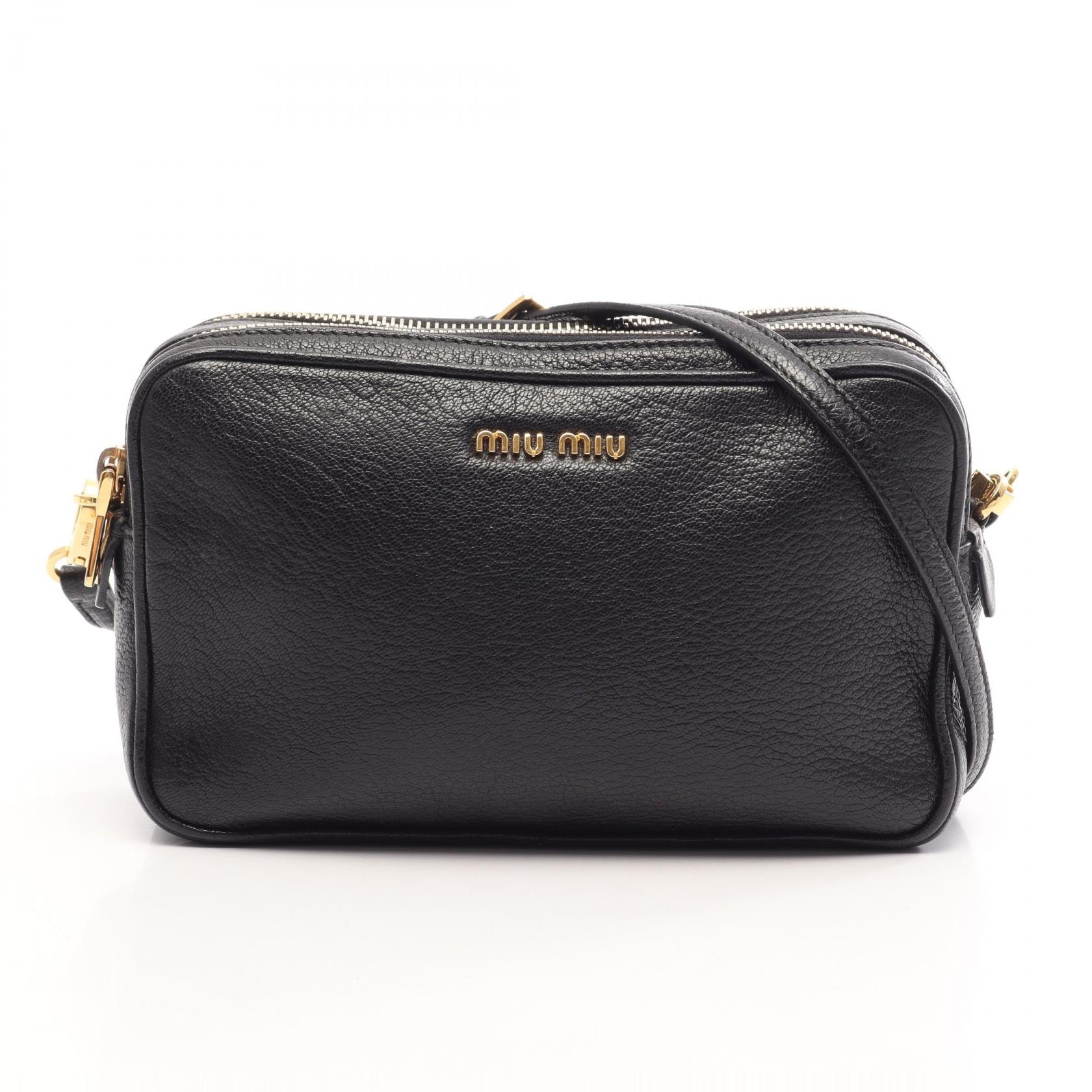 ミュウ ミュウ Miu Miu マドラス ショルダーバッグ バッグ レザー レディース ブラック系 【中古】