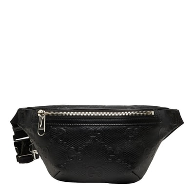 グッチ GGエンボス ボディバッグ ウエストバッグ 658582 ブラック レザー レディース GUCCI 【中古】