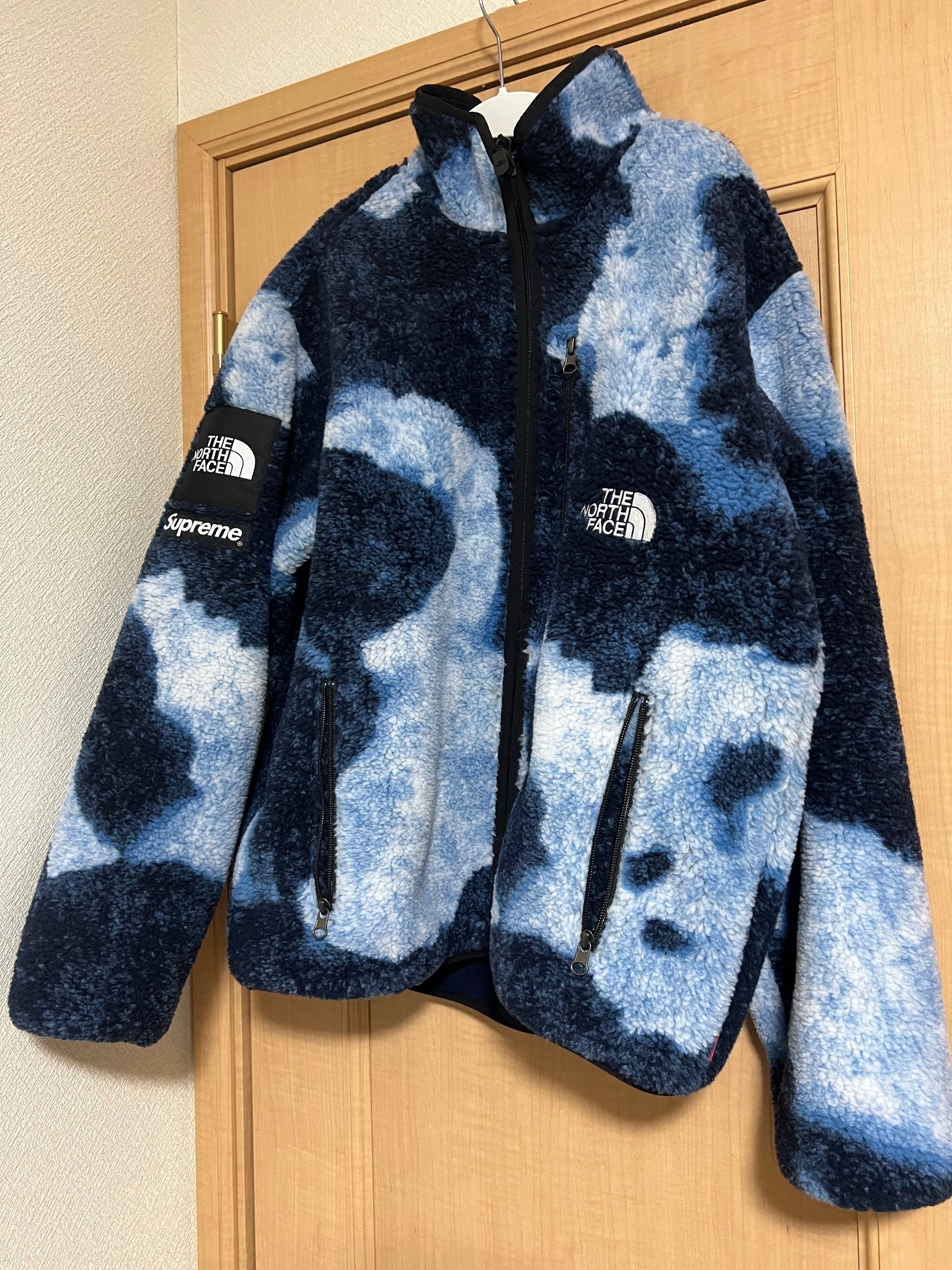 Supreme x The North Face Bleached Denim Print Fleece Jacket "Indigo"