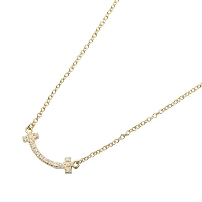 ティファニー TIFFANY&CO Tスマイル ミニ ネックレス ダイヤ ネックレス ジュエリー K18(イエローゴールド) ダイヤモンド レディース ゴールド系 / クリア系 62617683 【中古】