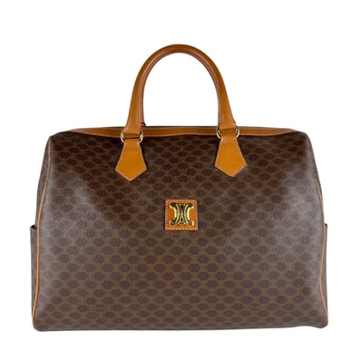 セリーヌ CELINE ボストンバッグ マカダム PVCコーティングキャンバス/レザー ブラウン ユニセックス【中古】 z10565