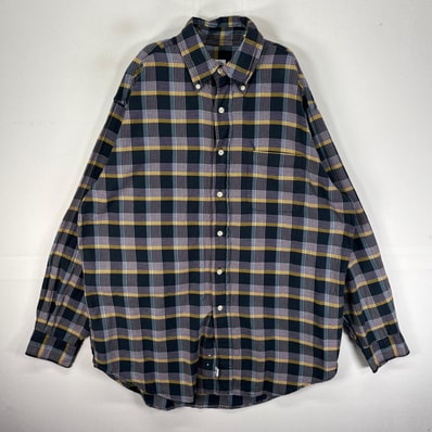 古着 ブルックスブラザーズ Brooks Brothers 長袖シャツ ボタンダウン 胸ポケット M ブルー系 チェック メンズ
