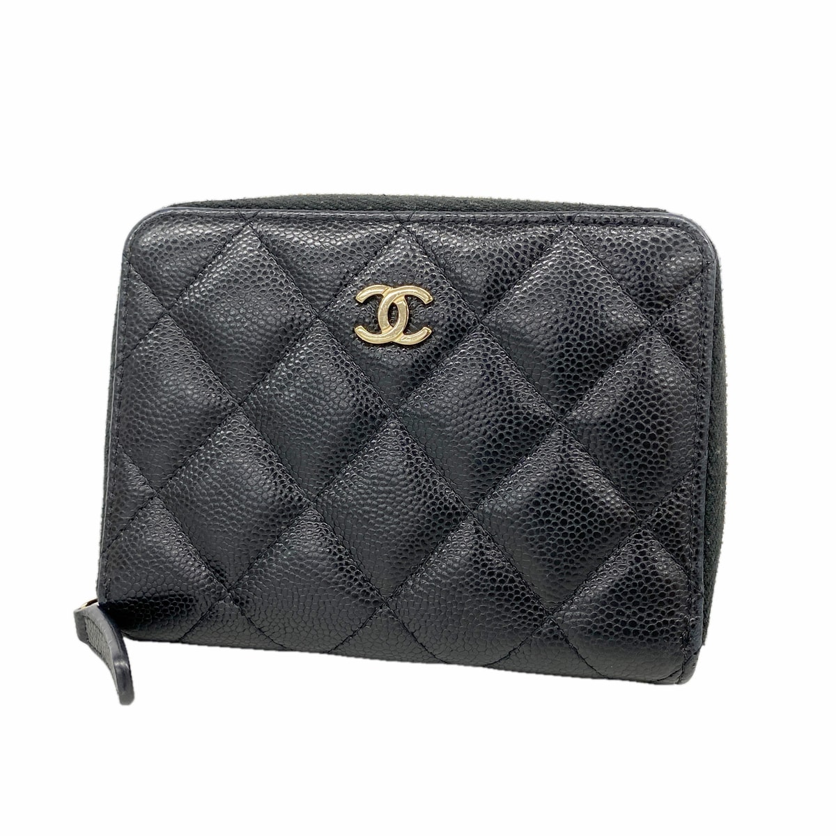 【6hc2773-k】シャネル 財布 マトラッセ キャビアスキン ブラック シャンパンゴールド金具【中古】レディース