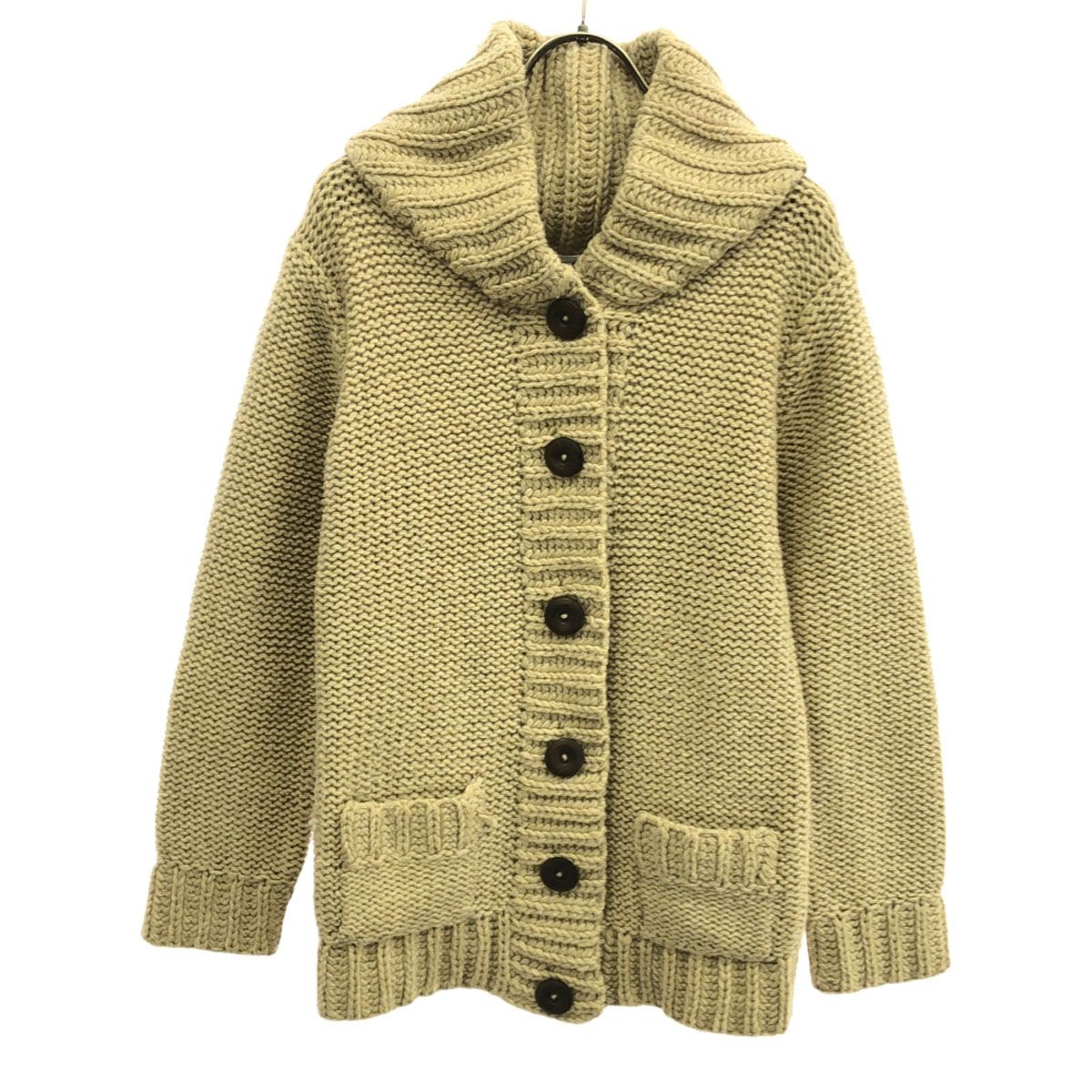 Adam et Rope' アダムエロペ ウール100% 長袖 ニット カーディガン 38 ベージュ