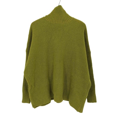 21AW ボーダーワイドスリット タートルネック ニット プルオーバー【1140268107512】