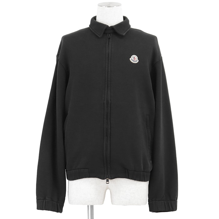【美品】MONCLER モンクレール ジップアップカーディガン サイズ S メンズ 2023年モデル ロゴパッチ コットン100% スウェット ブルゾン アウター ブラック 黒 トルコ製