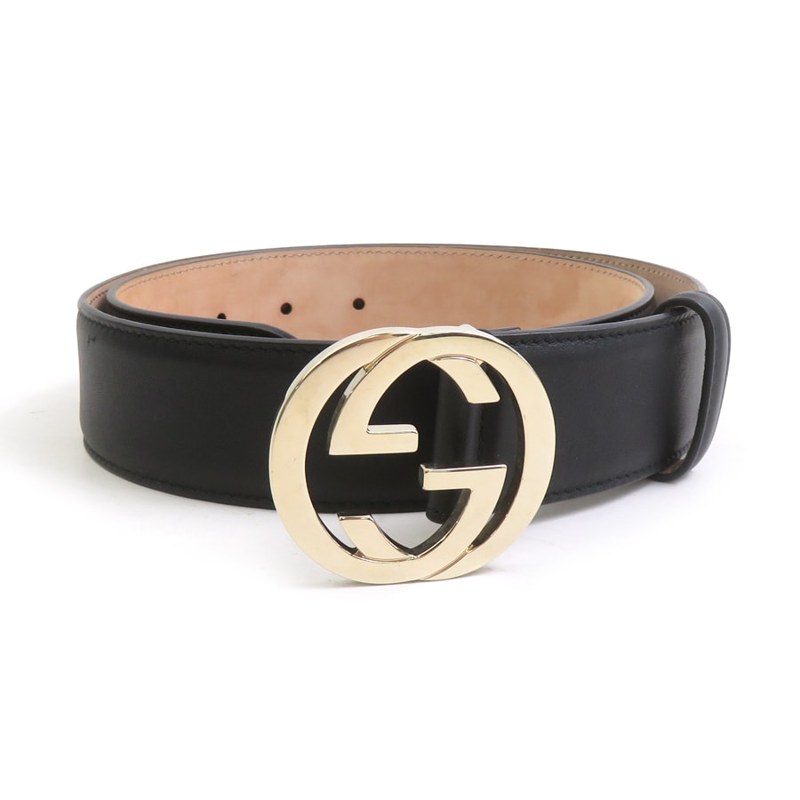 グッチ GUCCI ベルト レザー/メタル ブラック ユニセックス 370543【中古】 56839b