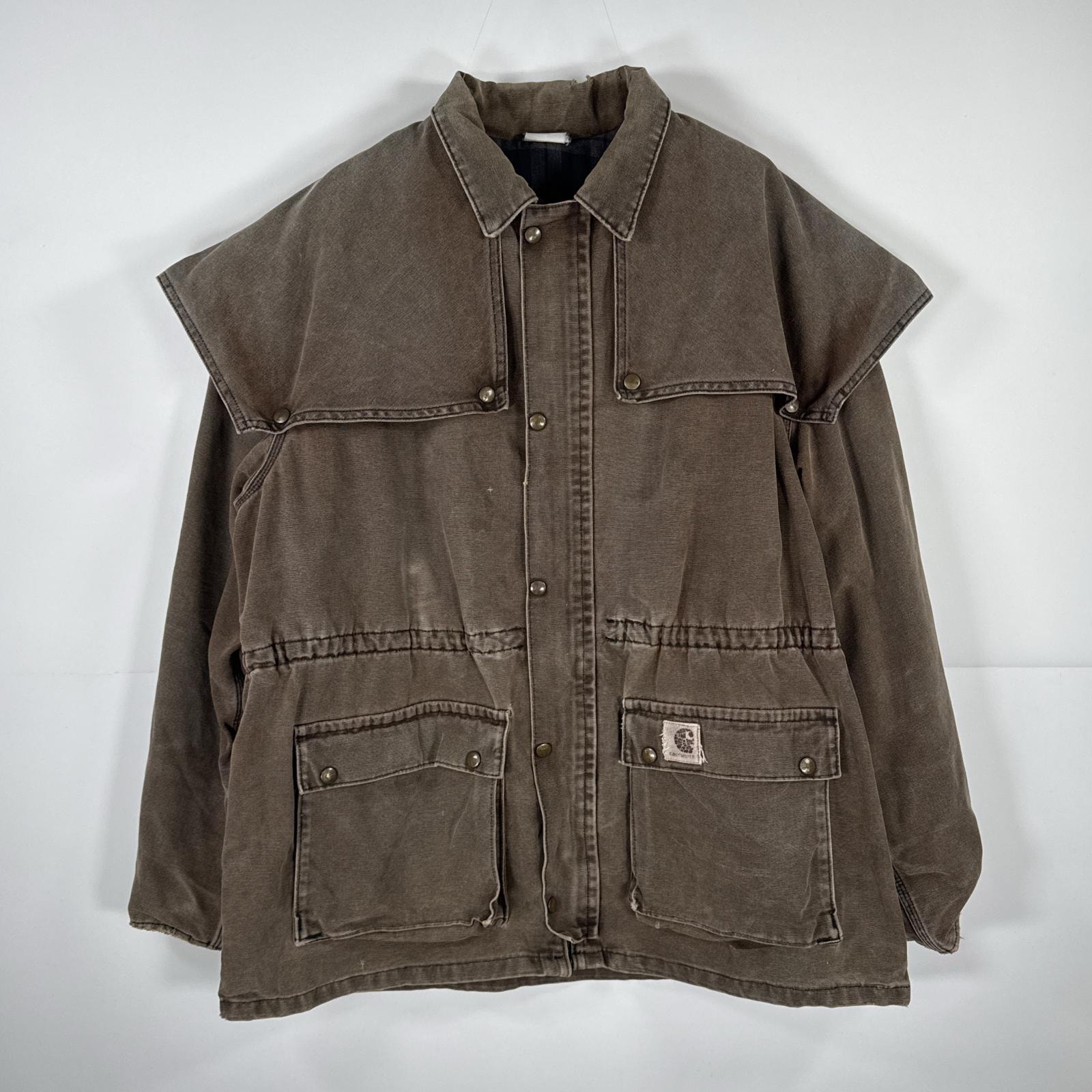 古着 ヴィンテージ カーハート Carhartt ダック カバーオール アンブレラケープ ワークジャケット  ブラウン メンズ