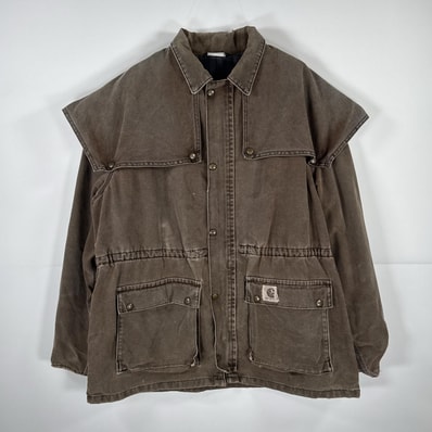 古着 ヴィンテージ カーハート Carhartt ダック カバーオール アンブレラケープ ワークジャケット ブラウン メンズ