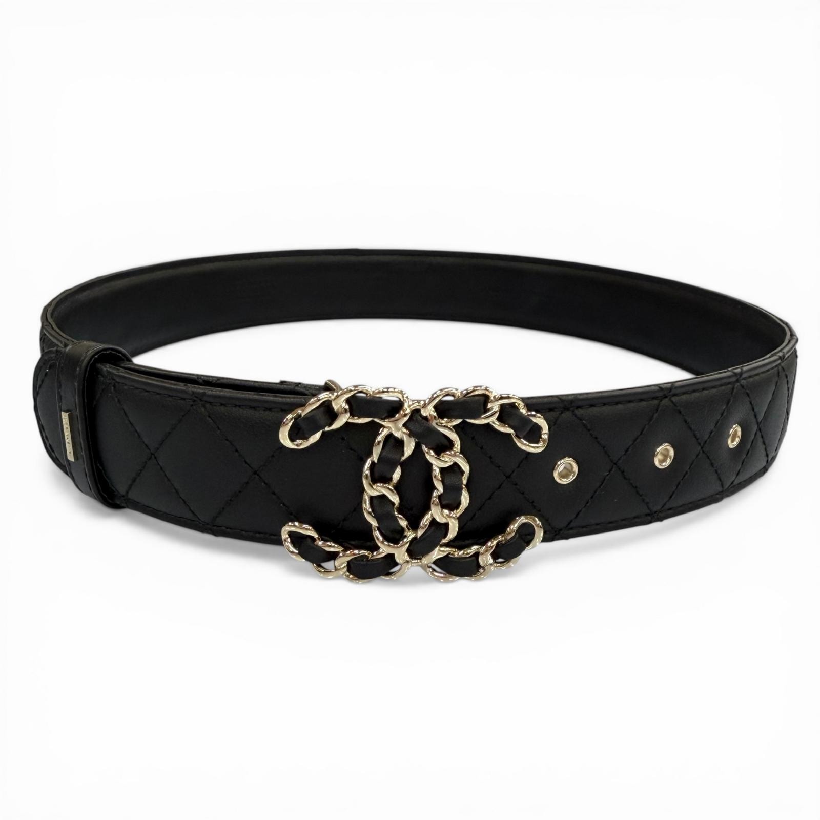 極美品 シャネル ベルト ブラック レディース 70/28 B25V