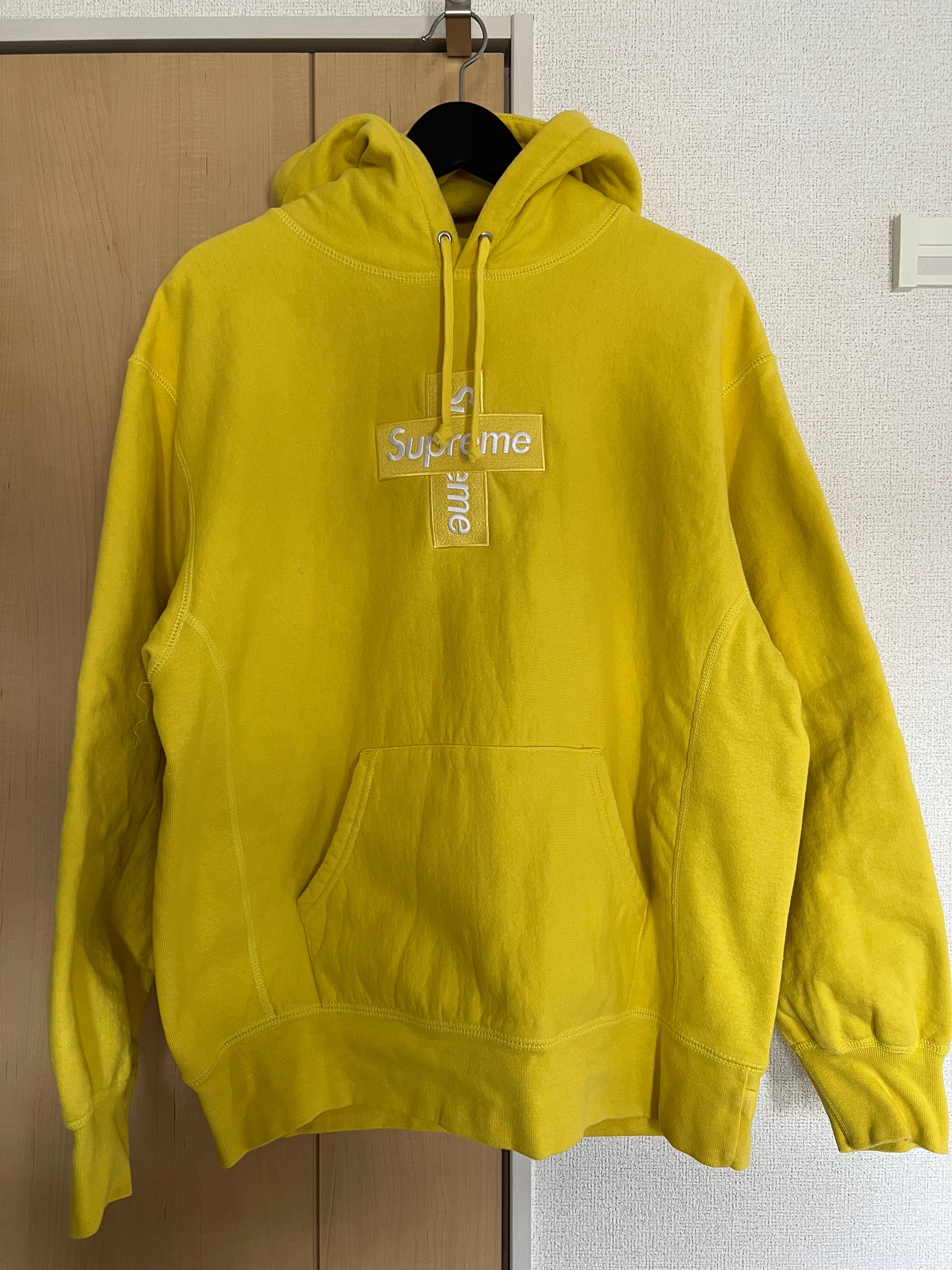 Supreme Cross Box Logo Hooded Sweatshirt "Yellow"