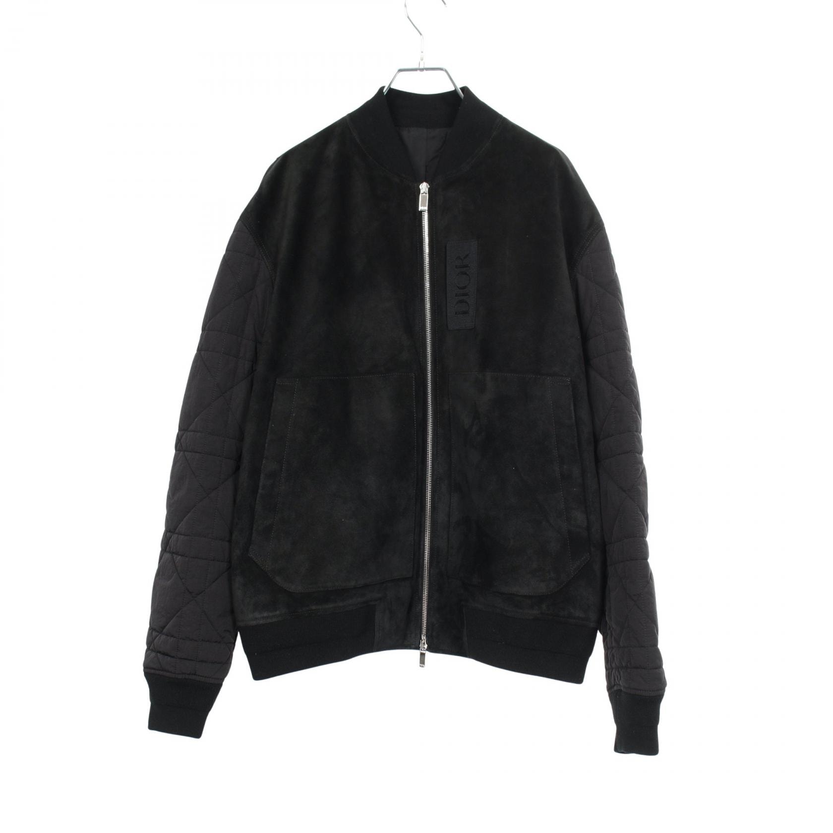 ディオール Dior カナージュ バーシティジャケット ブルゾン 衣料品 アウター スウェード ナイロン メンズ ブラック系 【中古】