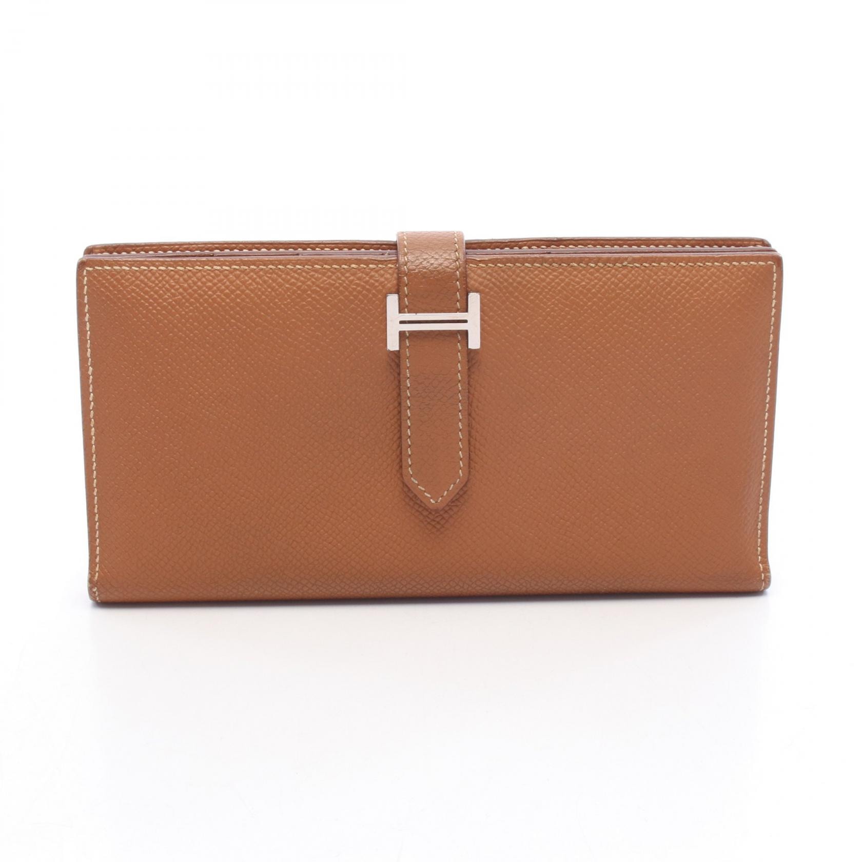 エルメス HERMES ベアンスフレ ゴールド 二つ折り長財布 財布 レザー ヴォーエプソン ゴールド A刻印(2017年製造) レディース ブラウン系 【中古】