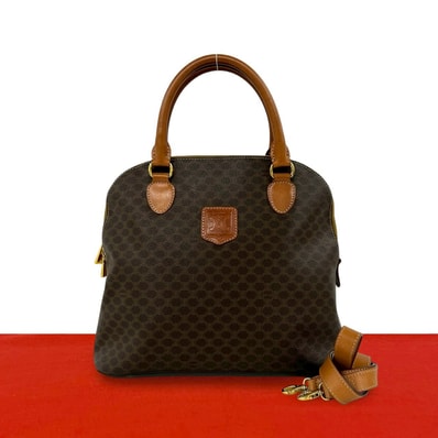CELINE セリーヌ マカダム ブラゾン トリオンフ 柄 レザー PVC ショルダーバッグ ブラウン
45327