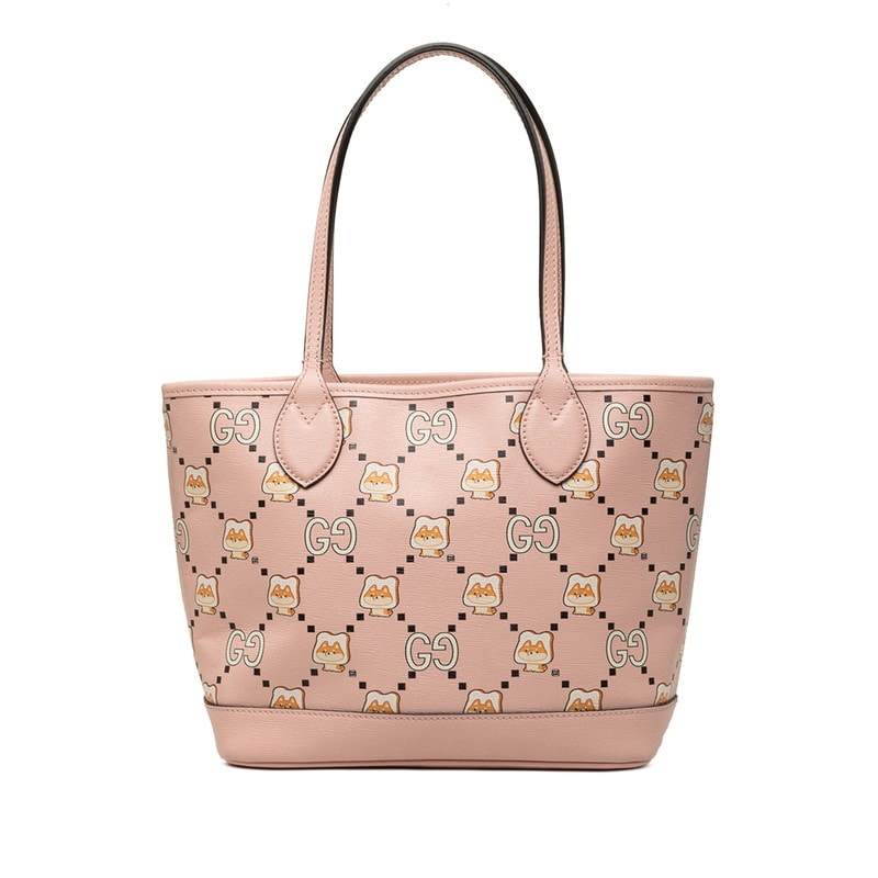 グッチ × Pikarar KAWAII GG アニマルプリント トートバッグ 726762 ピンク レザー レディース GUCCI 中古