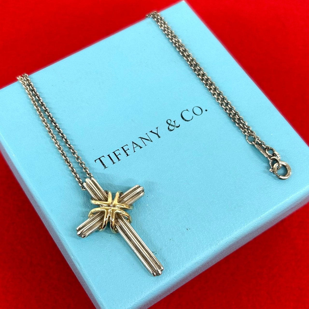 TIFFANY&Co. ティファニー シグネチャー クロス ネックレス シルバー925 K18イエローゴールド ネックレス シルバー
50659