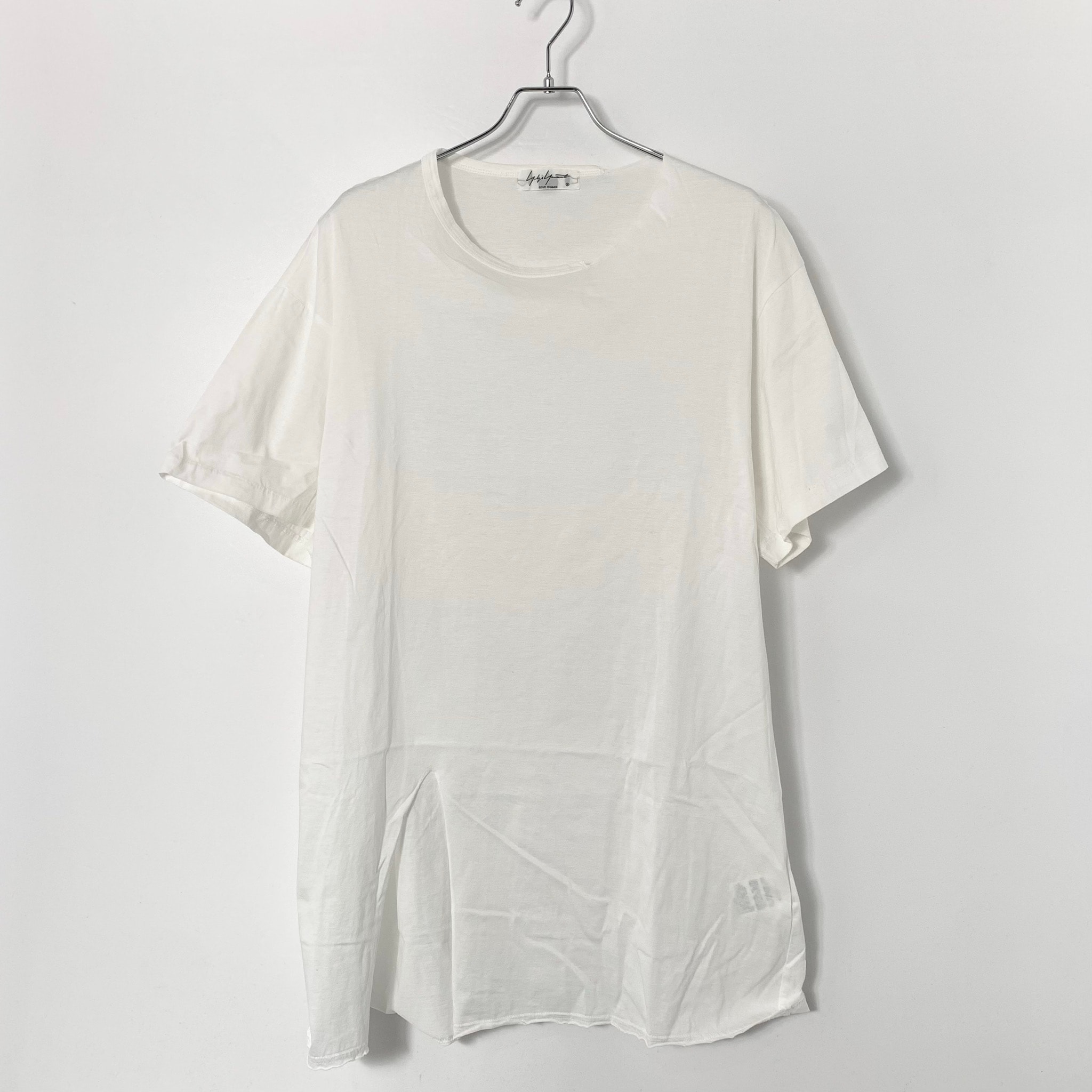 Yohji Yamamoto High gauge jersey large round neck T-shirt White