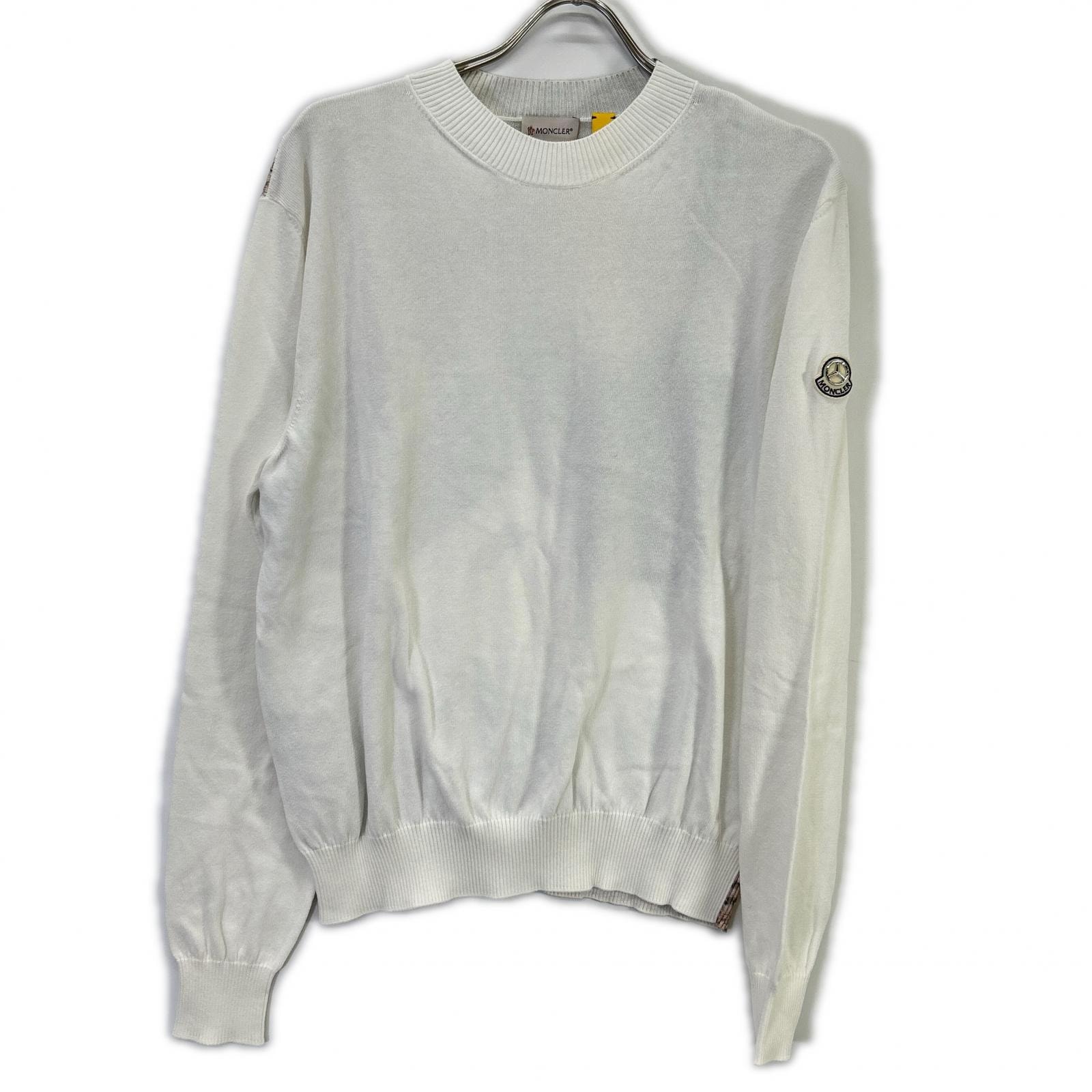モンクレール 【GENIUS】×MERCEDES-BENZ BY NIGO 25SS GIROCOLLO TRICOT ホワイト アーカイブフォトプリント コットンニットプルオーバー M